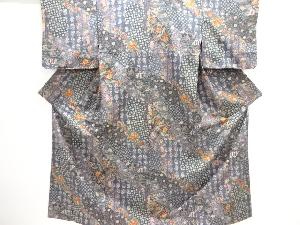 花更紗模様手織り紬着物